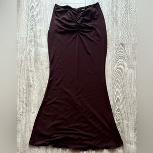SHEIN Chocolate Brown Ruched Midi Skirt